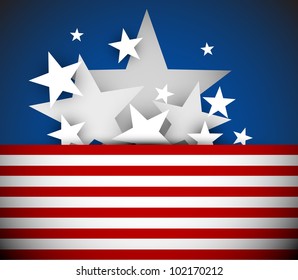 Vector independence day background with red stripes and white stars