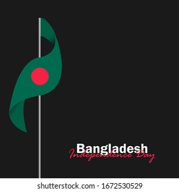 Vector del Día de la Independencia con Banderas de Bangladesh. Celebración del Día de la Independencia de Bangladesh el 26 de marzo.  Ilustración vectorial