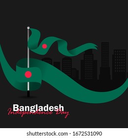 Vektorillustration des Unabhängigkeitstages mit den Flaggen von Bangladesch. Feier des Unabhängigkeitstages von Bangladesch am 26. März. Vektorillustration-Illustration