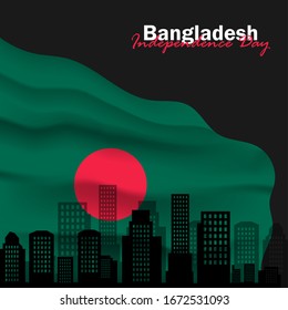 Vector of Independence Day with Bangladesh Flags. Celebration of Bangladesh Independence Day on March 26. Vector Illustration