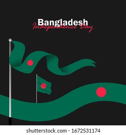Vector of Independence Day with Bangladesh Flags. Celebration of Bangladesh Independence Day on March 26. Vector Illustration