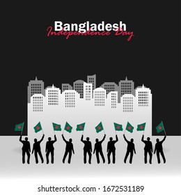 Vector of Independence Day with Bangladesh Flags. Celebration of Bangladesh Independence Day on March 26. Vector Illustration