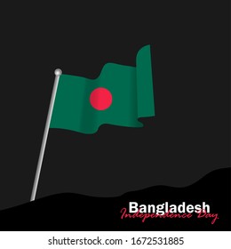 Vector del Día de la Independencia con Banderas de Bangladesh. Celebración del Día de la Independencia de Bangladesh el 26 de marzo.  Ilustración vectorial