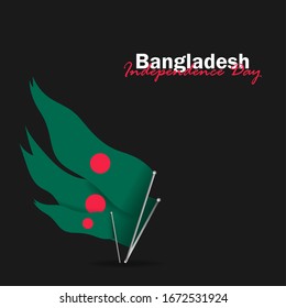 Vector of Independence Day with Bangladesh Flags. Celebration of Bangladesh Independence Day on March 26. Vector Illustration