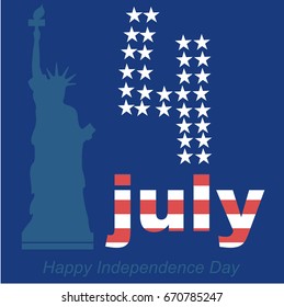 vector of Independence day card with statue of Liberty