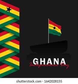 Vector of Independence Day Ghana. Celebration of Ghana's national day on March 6. Ghana national flags. - Vector Illustration