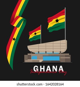 Vector of Independence Day Ghana. Celebration of Ghana's national day on March 6. Ghana national flags. - Vector Illustration