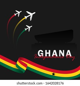 Vector of Independence Day Ghana. Celebration of Ghana's national day on March 6. Ghana national flags. - Vector Illustration