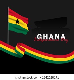 Vector of Independence Day Ghana. Celebration of Ghana's national day on March 6. Ghana national flags. - Vector Illustration