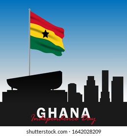 Vector of Independence Day Ghana. Celebration of Ghana's national day on March 6. Ghana national flags. - Vector Illustration
