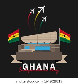 Vector of Independence Day Ghana. Celebration of Ghana's national day on March 6. Ghana national flags. - Vector Illustration