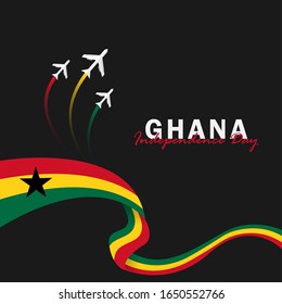 Vector del Día de la Independencia de Ghana. Celebración del Día Nacional de Ghana el 6 de marzo. banderas nacionales de Ghana. - Ilustración de vectores