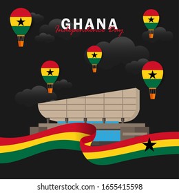 Vector of Independence Day Ghana. Celebration of Ghana's national day on March 6. ghana national flags. - Vector Illustration