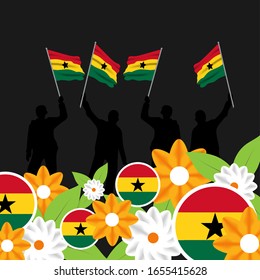 Vector of Independence Day Ghana. Celebration of Ghana's national day on March 6. ghana national flags. - Vector Illustration