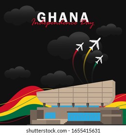 Vector of Independence Day Ghana. Celebration of Ghana's national day on March 6. ghana national flags. - Vector Illustration