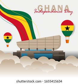 Vector of Independence Day Ghana. Celebration of Ghana's national day on March 6. ghana national flags. - Vector Illustration