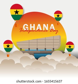 Vector of Independence Day Ghana. Celebration of Ghana's national day on March 6. ghana national flags. - Vector Illustration