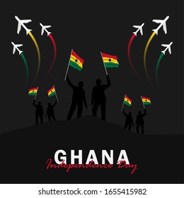 Vector del Día de la Independencia de Ghana. Celebración del Día Nacional de Ghana el 6 de marzo. banderas nacionales de Ghana. - Ilustración de vectores