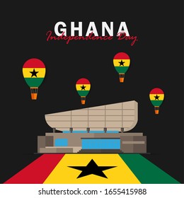 Vector of Independence Day Ghana. Celebration of Ghana's national day on March 6. ghana national flags. - Vector Illustration