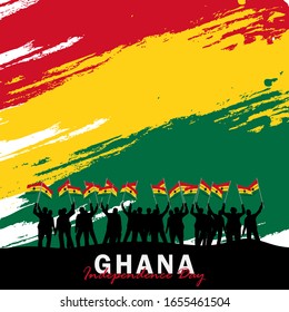 Vector del Día de la Independencia de Ghana. Celebración del Día Nacional de Ghana el 6 de marzo. banderas nacionales de Ghana. - Ilustración de vectores