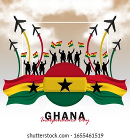 Vector del Día de la Independencia de Ghana. Celebración del Día Nacional de Ghana el 6 de marzo. banderas nacionales de Ghana. - Ilustración de vectores