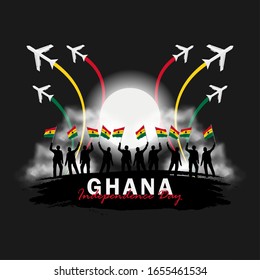 Vector del Día de la Independencia de Ghana. Celebración del Día Nacional de Ghana el 6 de marzo. banderas nacionales de Ghana. - Ilustración de vectores