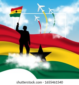 Vector of Independence Day Ghana. Celebration of Ghana's national day on March 6. ghana national flags. - Vector Illustration