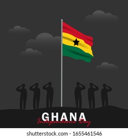 Vector del Día de la Independencia de Ghana. Celebración del Día Nacional de Ghana el 6 de marzo. banderas nacionales de Ghana. - Ilustración de vectores