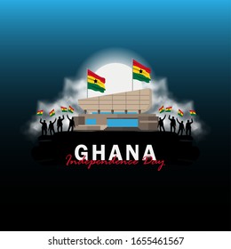 Vector del Día de la Independencia de Ghana. Celebración del Día Nacional de Ghana el 6 de marzo. banderas nacionales de Ghana. - Ilustración de vectores