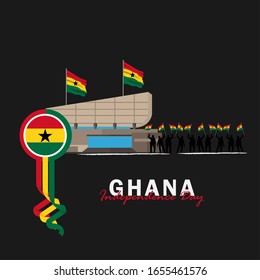 Vector of Independence Day Ghana. Celebration of Ghana's national day on March 6. ghana national flags. - Vector Illustration
