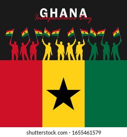 Vector del Día de la Independencia de Ghana. Celebración del Día Nacional de Ghana el 6 de marzo. banderas nacionales de Ghana. - Ilustración de vectores