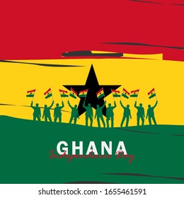 Vector del Día de la Independencia de Ghana. Celebración del Día Nacional de Ghana el 6 de marzo. banderas nacionales de Ghana. - Ilustración de vectores