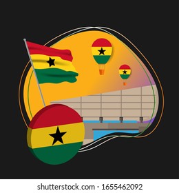 Vector of Independence Day Ghana. Celebration of Ghana's national day on March 6. ghana national flags. - Vector Illustration