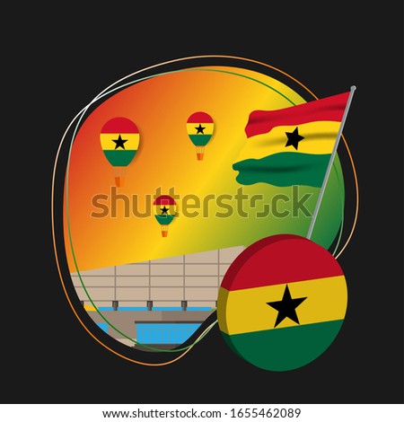 Vector of Independence Day Ghana. Celebration of Ghana's national day on March 6. ghana national flags. - Vector Illustration