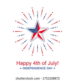 Vector Independence Day with star in national flag colors. Happy 4th of July banner