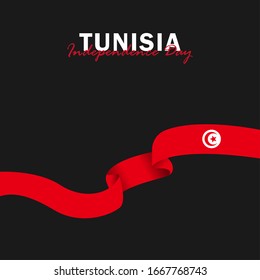 Vector of Independence Day with Tunisia Flags. Celebration of Tunisia Independence Day on March 20. Vector Illustration