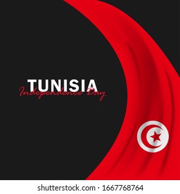 Vector of Independence Day with Tunisia Flags. Celebration of Tunisia Independence Day on March 20. Vector Illustration