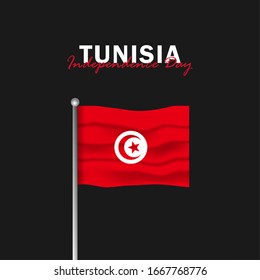 Vector of Independence Day with Tunisia Flags. Celebration of Tunisia Independence Day on March 20. Vector Illustration