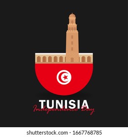 Vector of Independence Day with Tunisia Flags. Celebration of Tunisia Independence Day on March 20. Vector Illustration