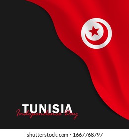 Vector of Independence Day with Tunisia Flags. Celebration of Tunisia Independence Day on March 20. Vector Illustration