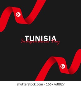 Vector of Independence Day with Tunisia Flags. Celebration of Tunisia Independence Day on March 20. Vector Illustration