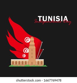 Vector of Independence Day with Tunisia Flags. Celebration of Tunisia Independence Day on March 20. Vector Illustration