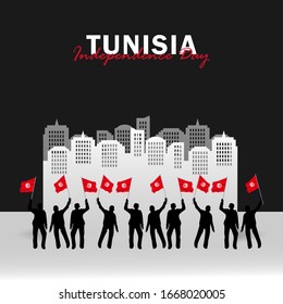 Vector of Independence Day with Tunisia Flags. Celebration of Tunisia Independence Day on March 20. Vector Illustration
