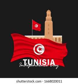 Vector of Independence Day with Tunisia Flags. Celebration of Tunisia Independence Day on March 20. Vector Illustration