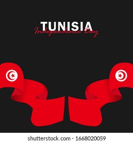 Vector of Independence Day with Tunisia Flags. Celebration of Tunisia Independence Day on March 20. Vector Illustration