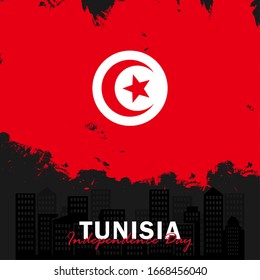 Vector of Independence Day with Tunisia Flags. Celebration of Tunisia Independence Day on March 20. Vector Illustration