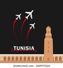 Vector of Independence Day with Tunisia Flags. Celebration of Tunisia Independence Day on March 20. Vector Illustration