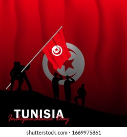 Vector of Independence Day with Tunisia Flags. Celebration of Tunisia Independence Day on March 20. Vector Illustration