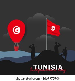 Vector of Independence Day with Tunisia Flags. Celebration of Tunisia Independence Day on March 20. Vector Illustration