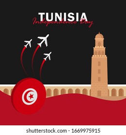 Vector of Independence Day with Tunisia Flags. Celebration of Tunisia Independence Day on March 20. Vector Illustration